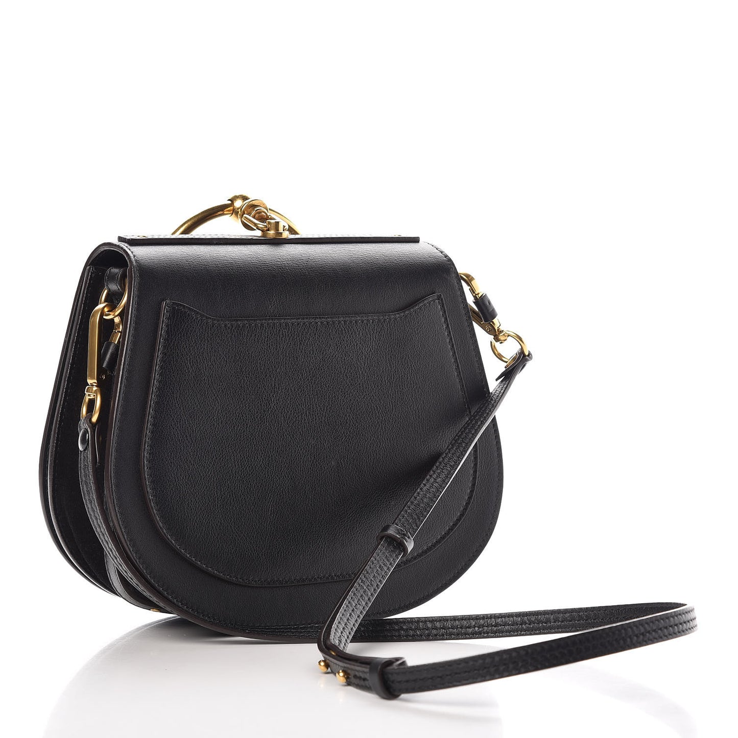 Calfskin Suede Medium Nile Bracelet Bag Black