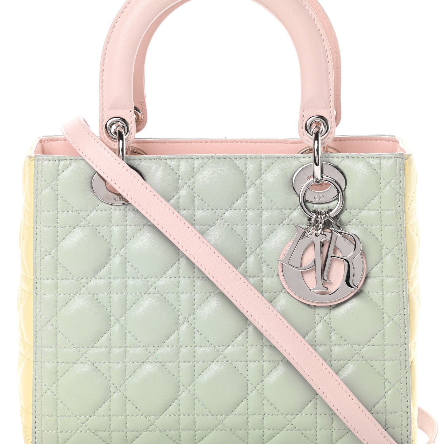 Lambskin Cannage Medium Tri-Color Lady Dior Multicolor