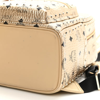 MCM Metallic Visetos Outline Stud Small Stark Backpack Gold 9 of 12