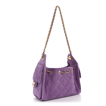 Chanel Suede Quilted Mini Chanel 25 Handbag Purple 3 of 10