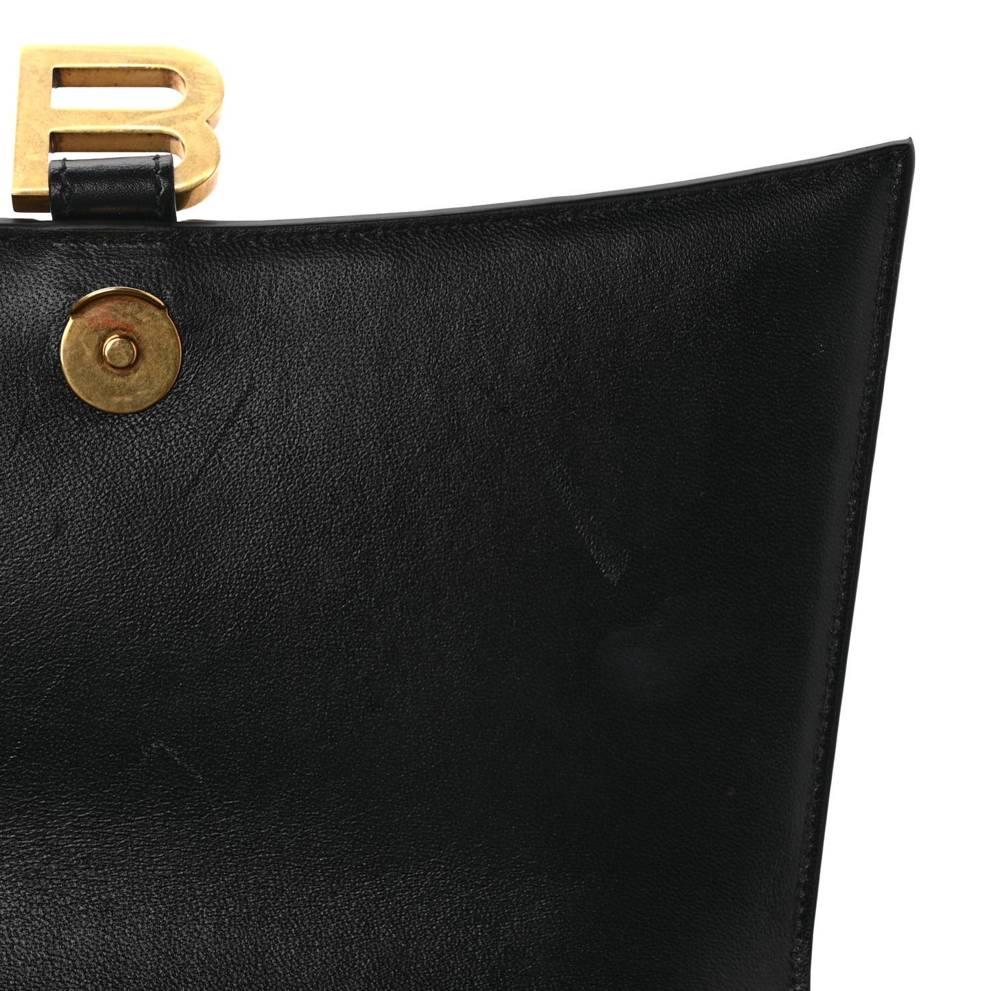 Shiny Box Calfskin Medium Hourglass Top Handle Bag Black