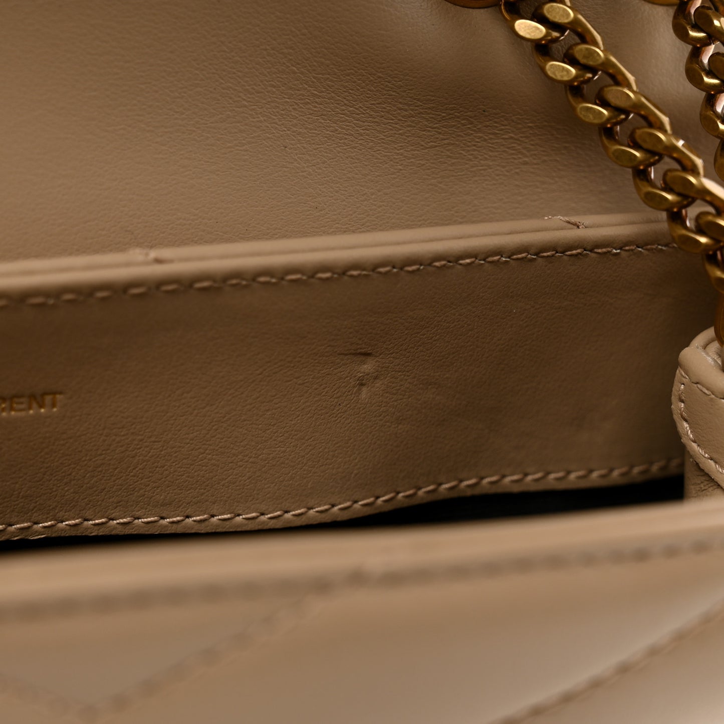 Calfskin Y Quilted Monogram Small Loulou Chain Satchel Dark Beige