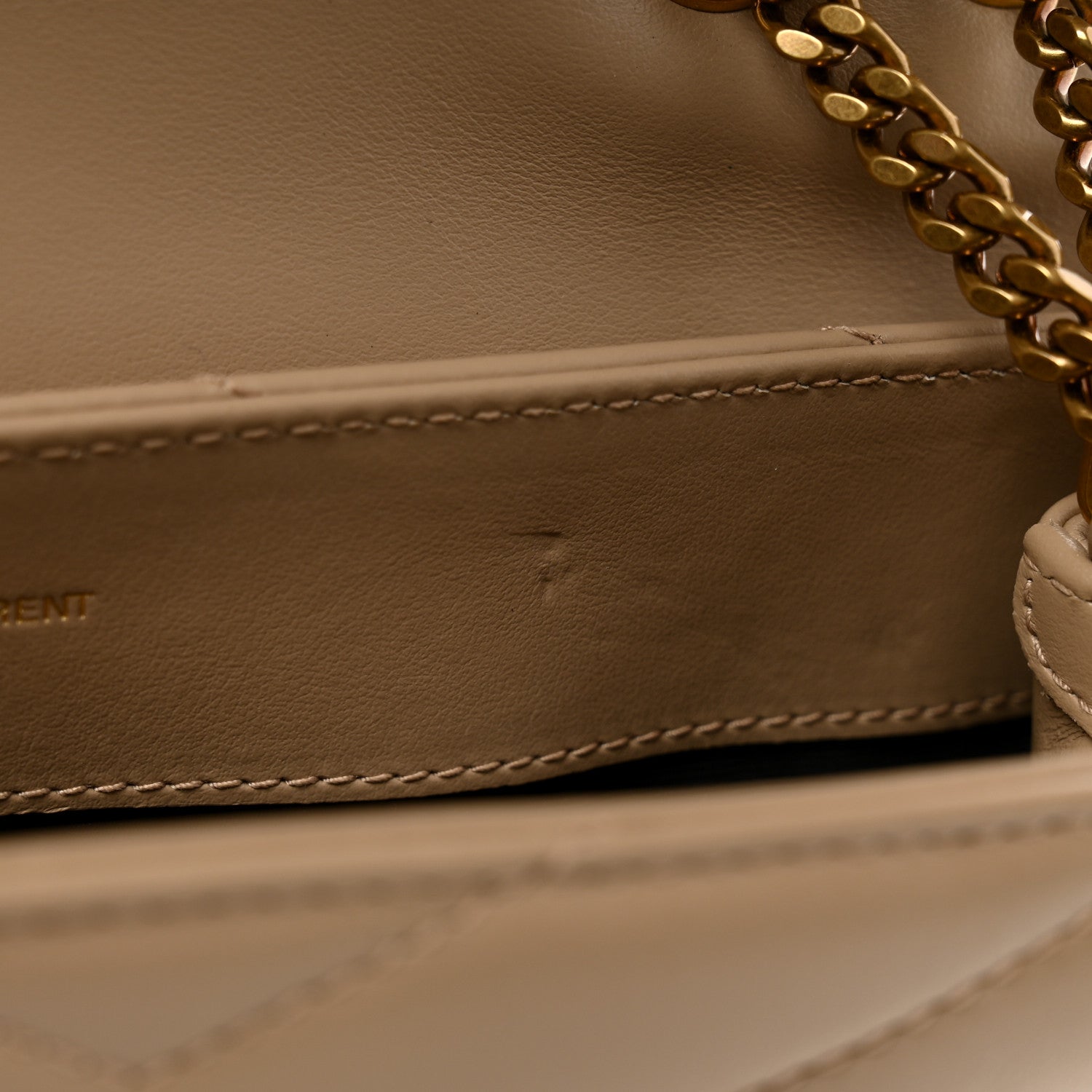 Saint Laurent Calfskin Y Quilted Monogram Small Loulou Chain Satchel Dark Beige 11 of 11