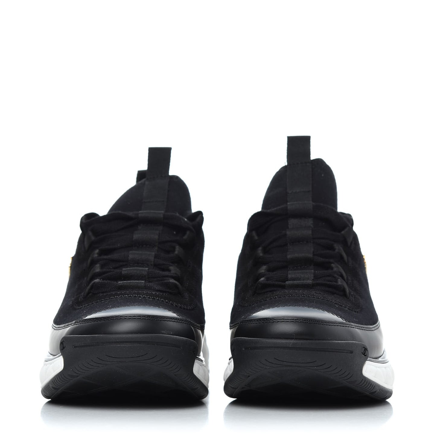 Velvet Calfskin Mixed Fibers CC Sneakers 39.5 Black