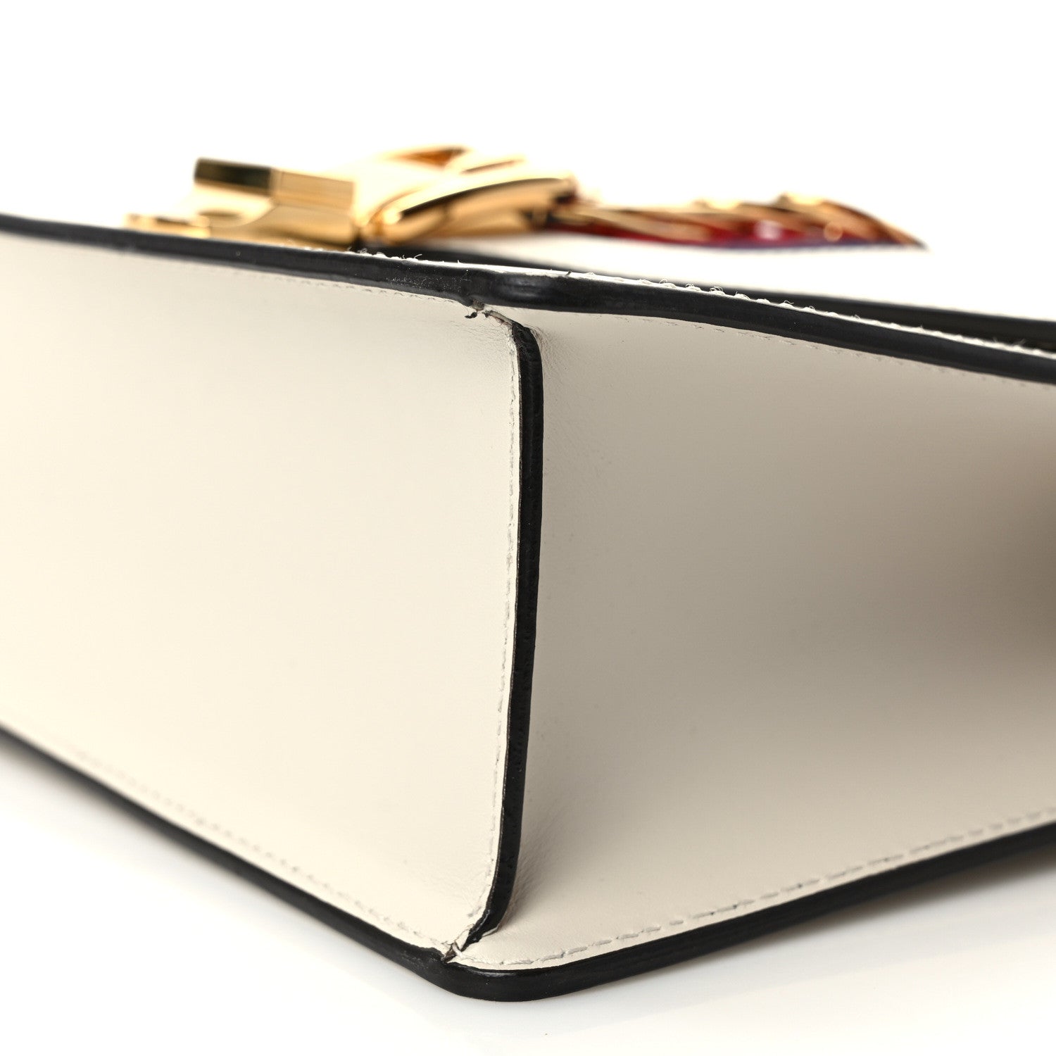 Gucci Calfskin Web Medium Sylvie Top Handle Bag White 10 of 10