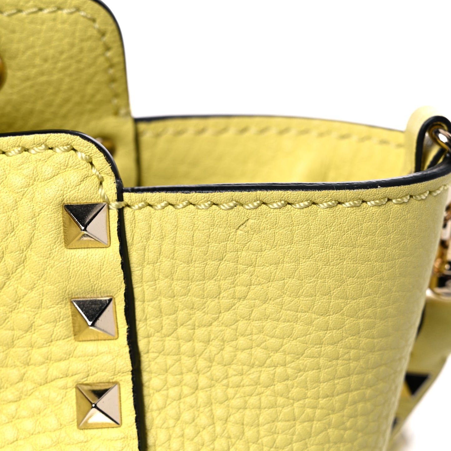 Pebbled Calfskin Mini Rockstud Tote Jonquill