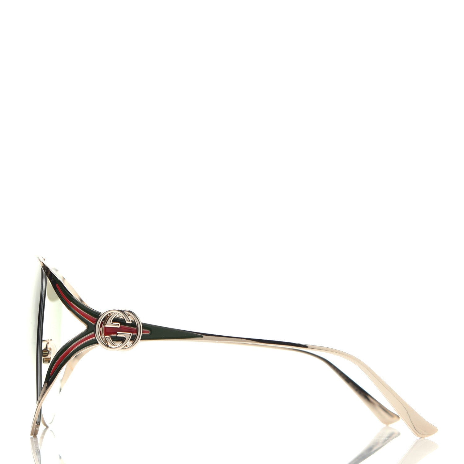 Gucci Metal Oversized Round Frame GG0225S Sunglasses Gold 3 of 8