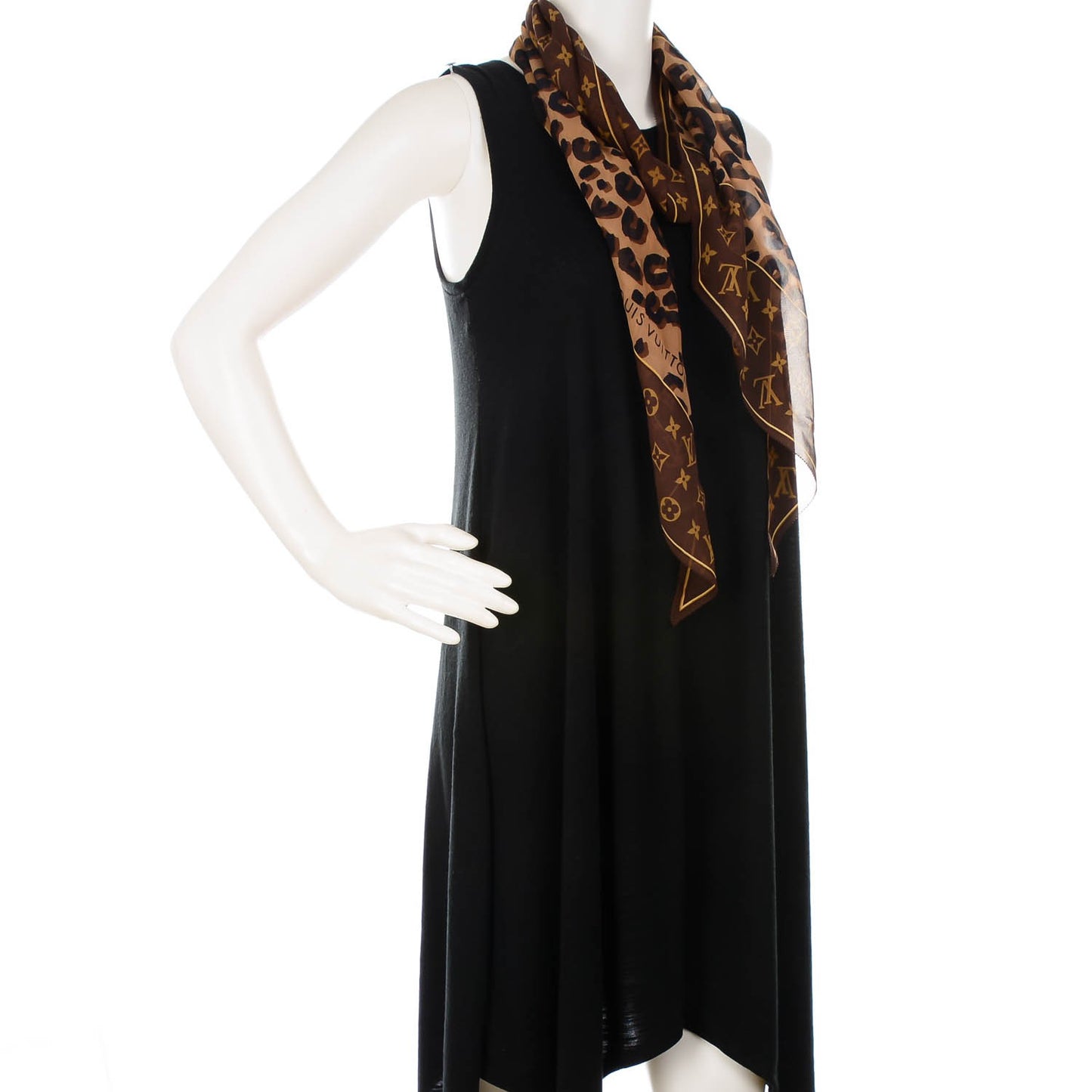 Silk Crepe Leopard Monogram Scarf