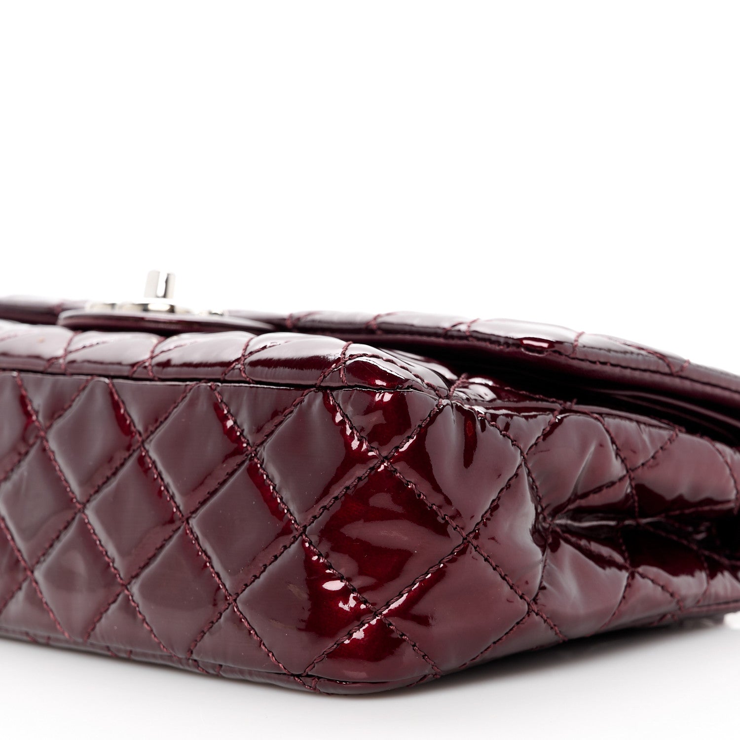 Chanel Patent Calfskin Quilted Medium Double Flap Burgundy 11 of 11