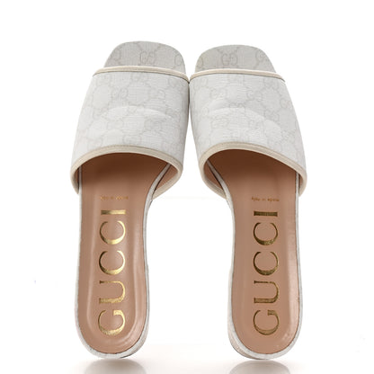 Gucci GG Supreme Monogram Malaga Kid Platform Mule Sandals 40 White Mystic White 2 of 10