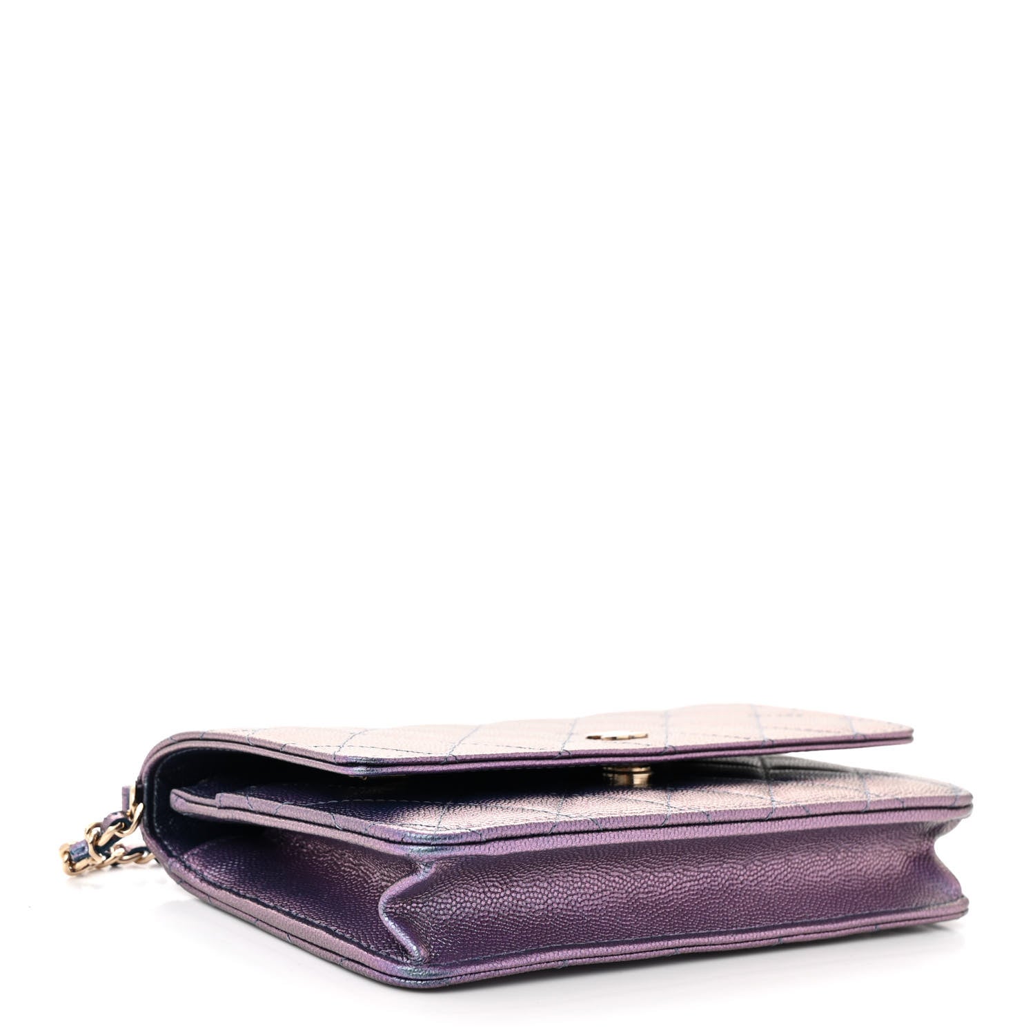 Chanel Iridescent Caviar Quilted Wallet on Chain WOC Dark Blue 4 of 12