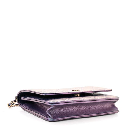 Chanel Iridescent Caviar Quilted Wallet on Chain WOC Dark Blue 4 of 12