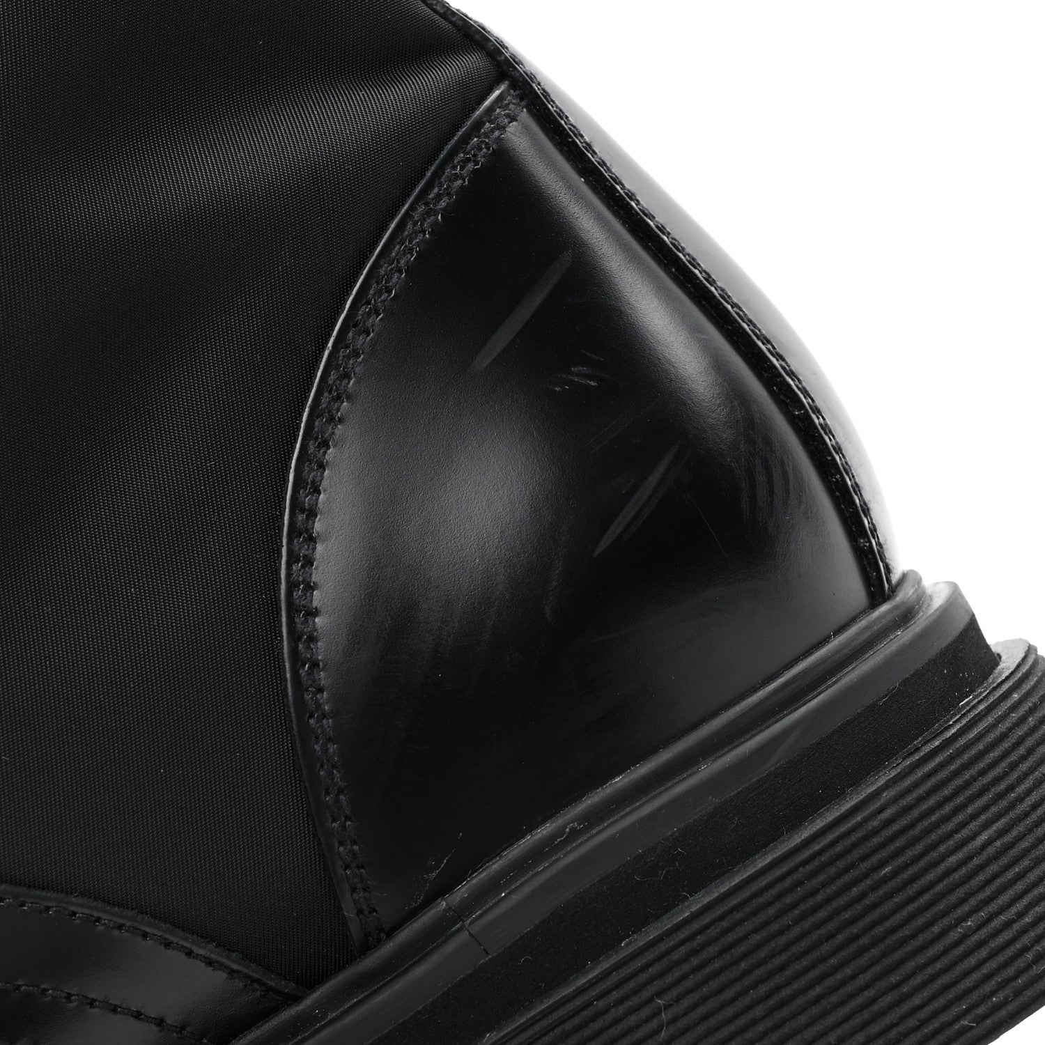 Prada Spazzolato Rois Re-Nylon Metal Triangle Logo Mens 40mm Combat Boots 9.5 Black 12 of 13