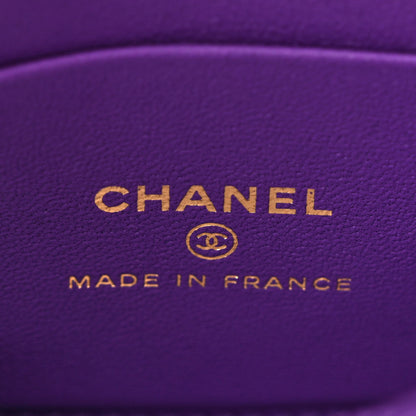 Chanel Lambskin Quilted Top Handle Clutch With Chain Purple 6 of 10