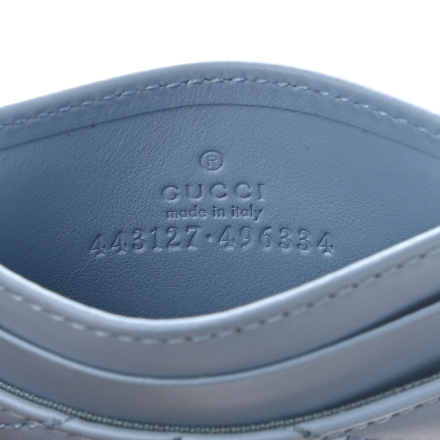 Gucci Calfskin Matelasse GG Marmont Card Holder Porcelain Light Blue 6 of 7