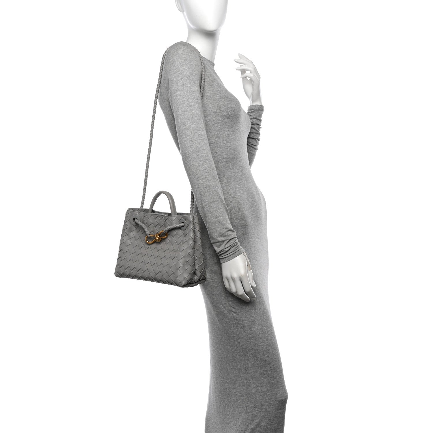 Bottega Veneta Nappa Intrecciato Small Andiamo Shoulder Bag Sterling 2 of 9