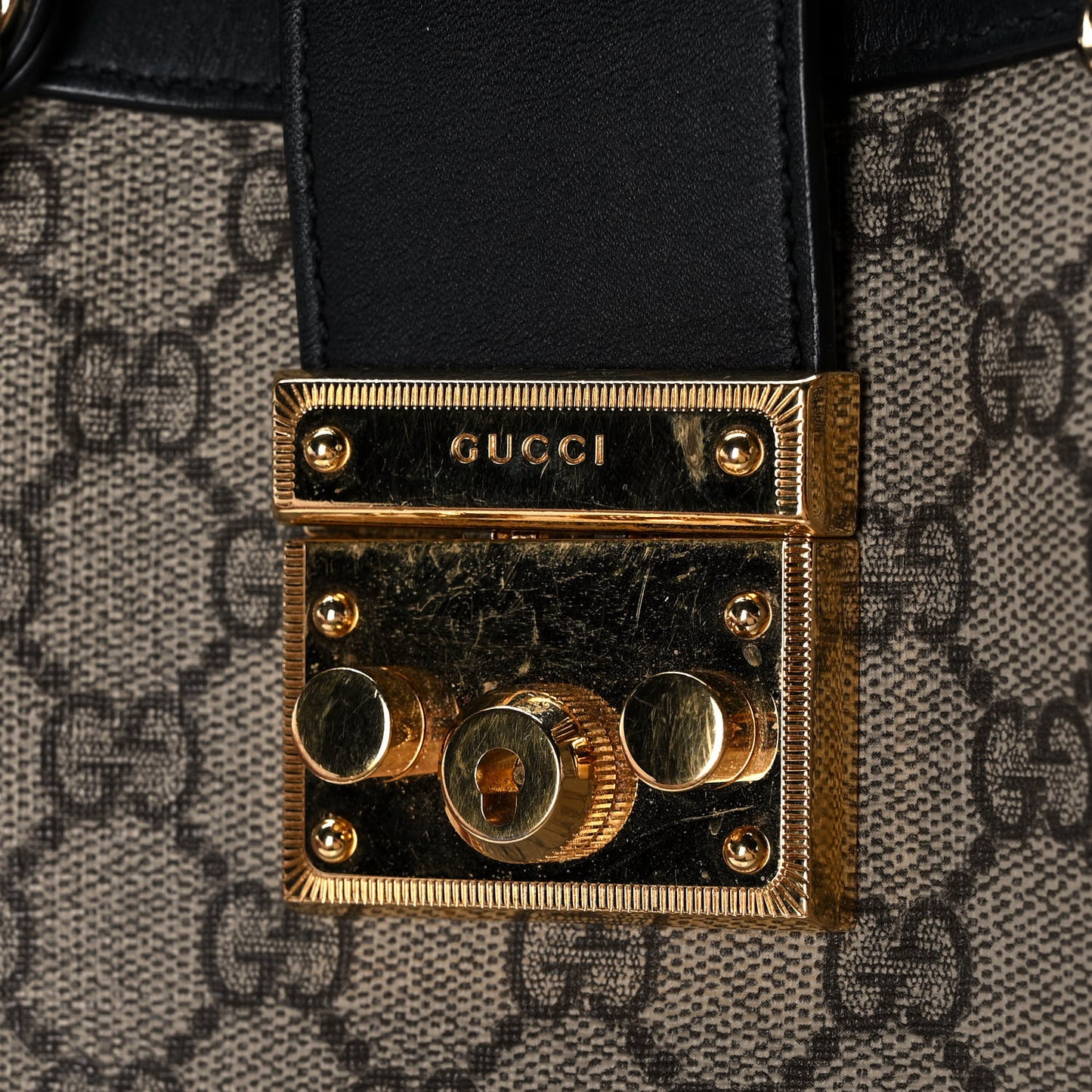 GG Supreme Monogram Small Padlock Tote Black