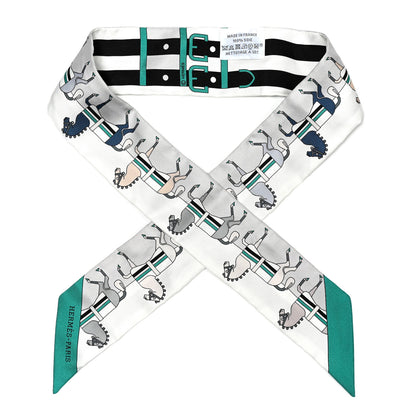 Hermes Silk Rocabar Twilly White Gris Perle Menthe 1 of 4
