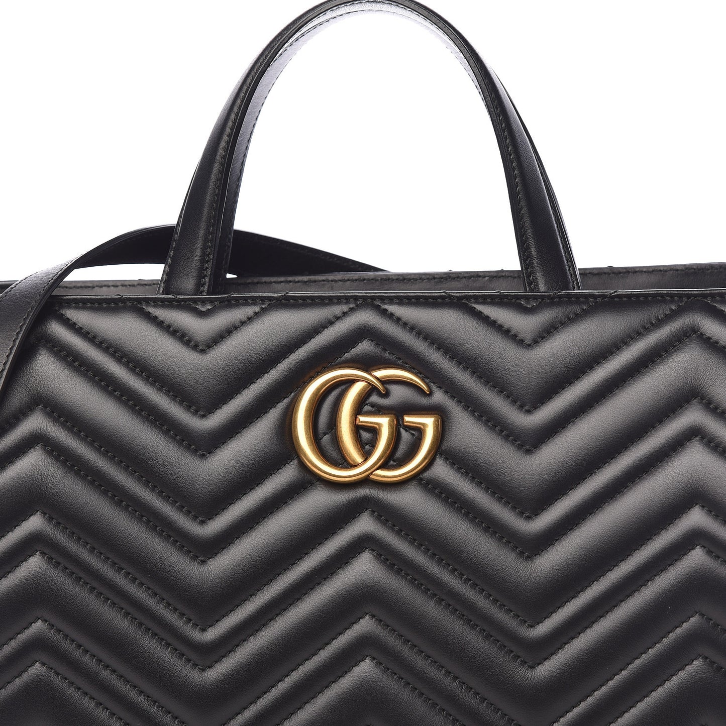 Calfskin Matelasse Medium GG Marmont Tote Black