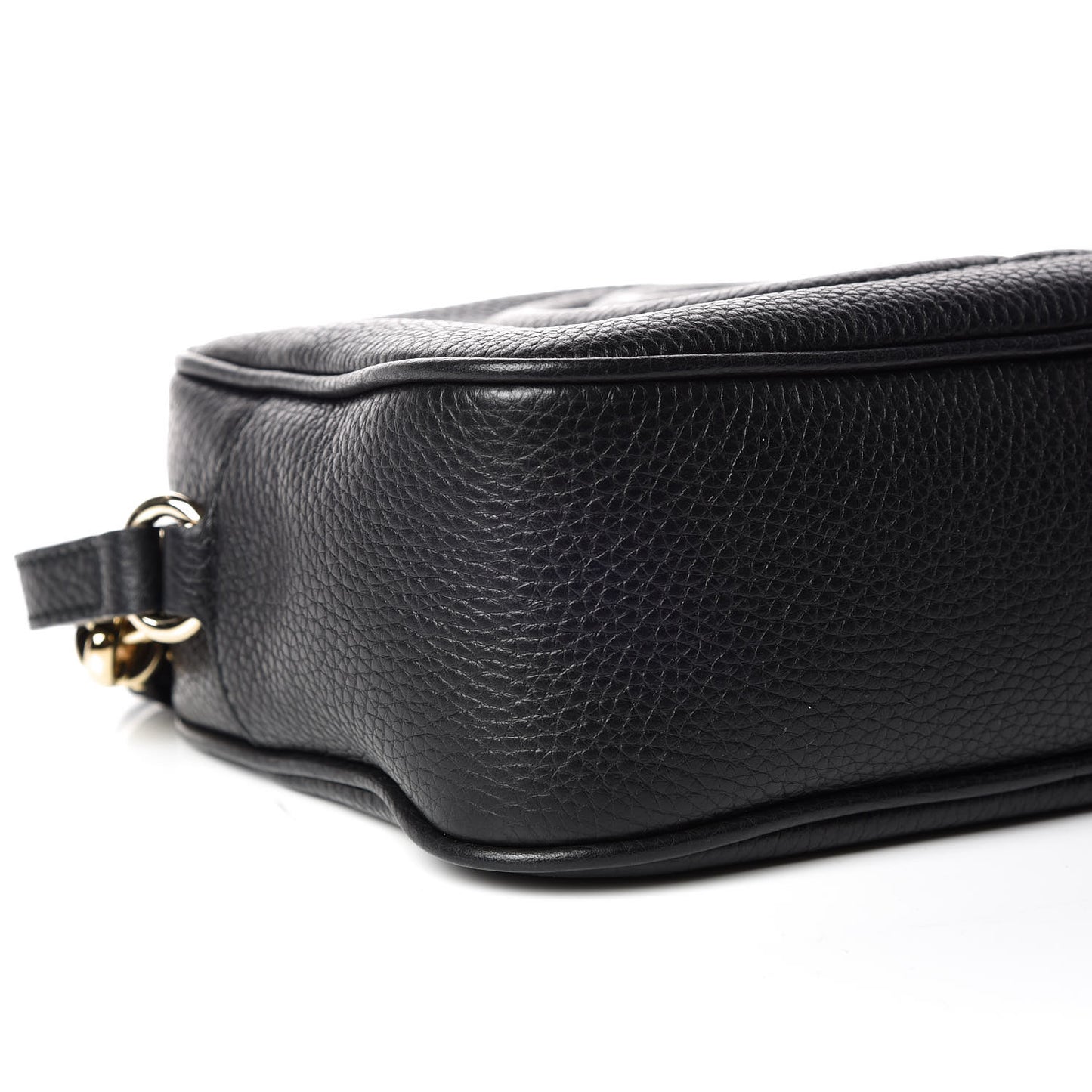 Pebbled Calfskin Small Soho Disco Bag Black