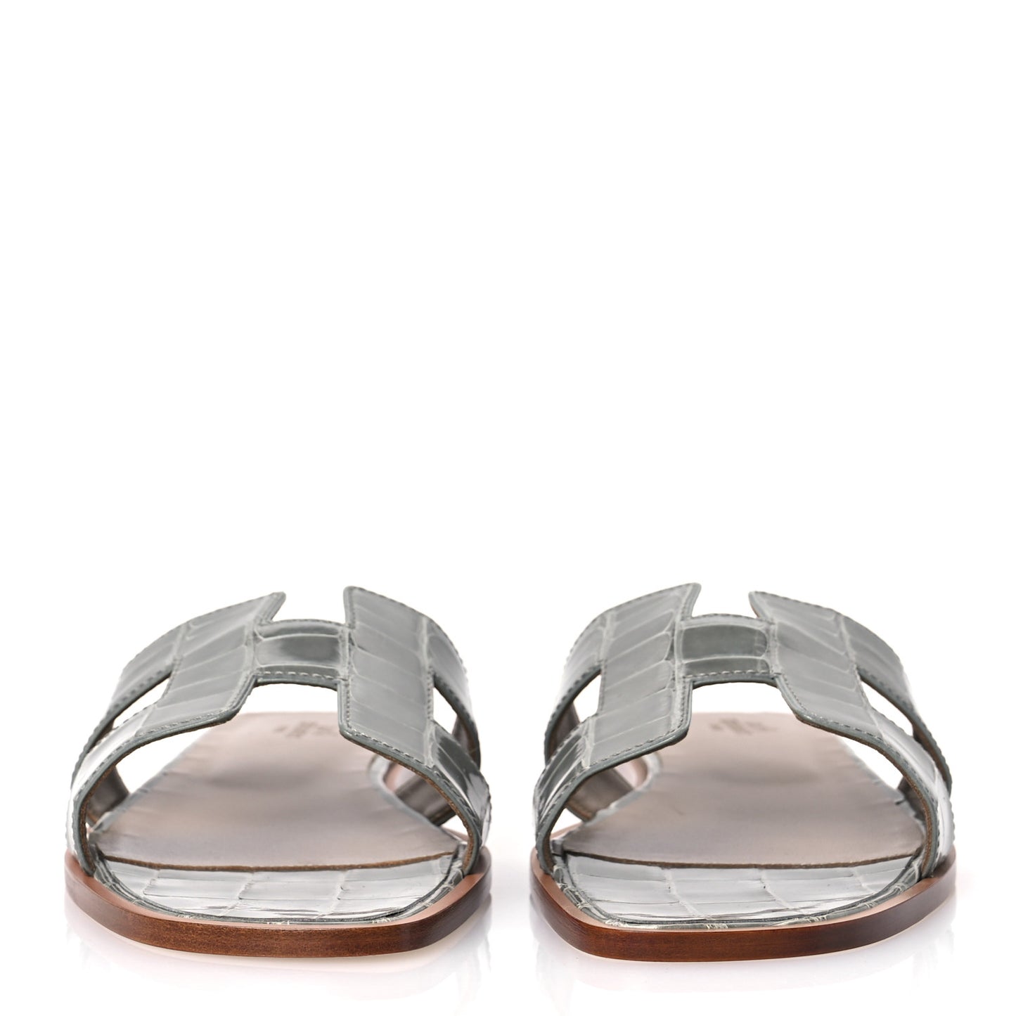 Shiny Alligator Oran Sandals 41 Gris Tourterelle