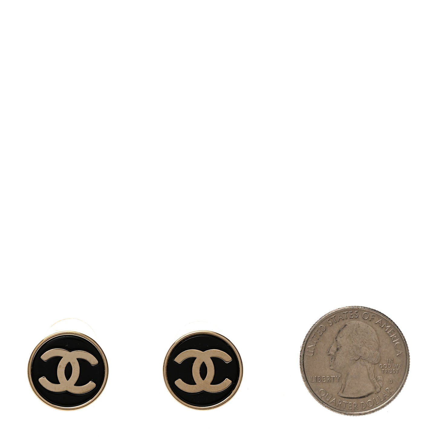 Resin CC Round Earrings Gold Black