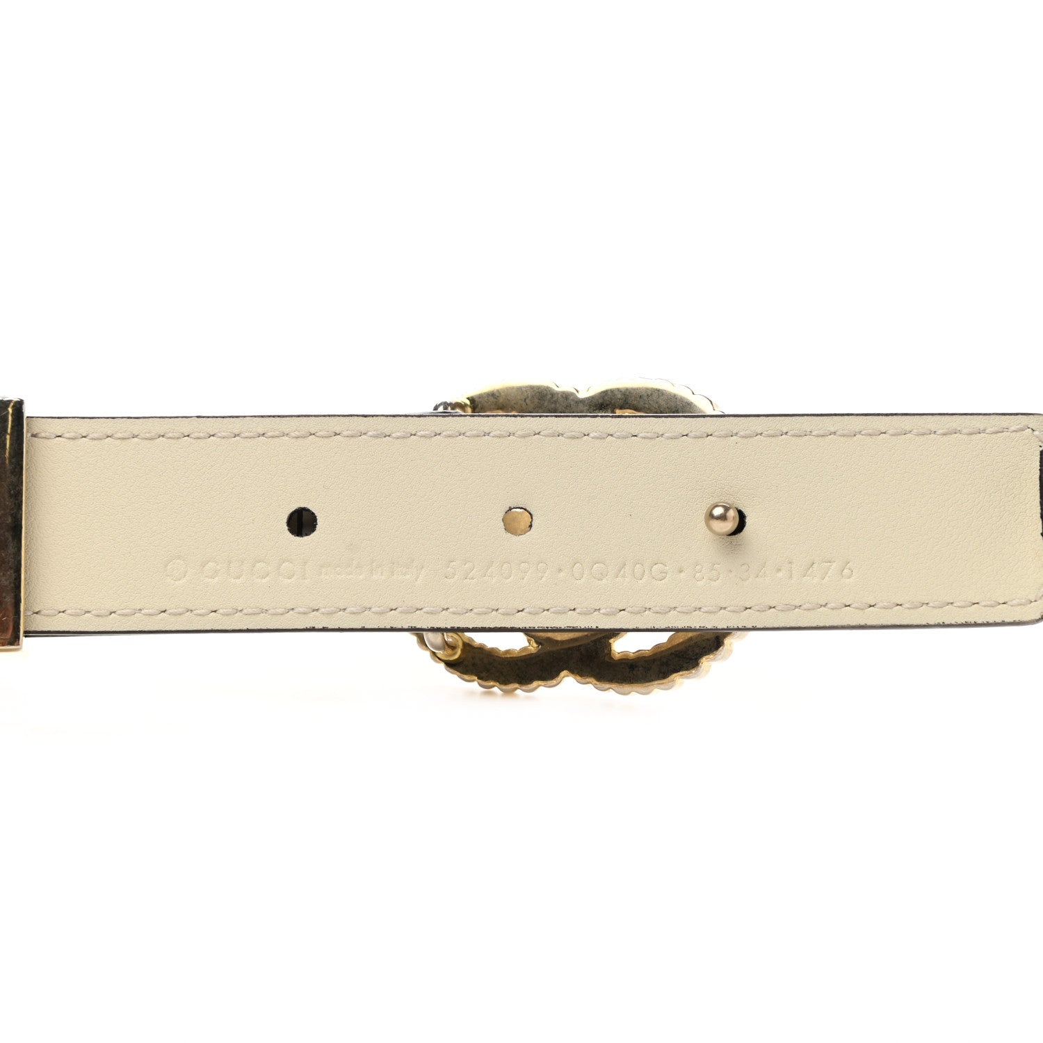 Gucci Calfskin Torchon Double G Chain 25mm Belt 85 34 Mystic White 3 of 5