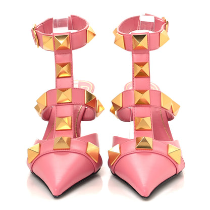 Valentino Garavani Calfskin Roman Stud Ankle Strap 80mm Pumps 38 Flamingo Pink 2 of 9