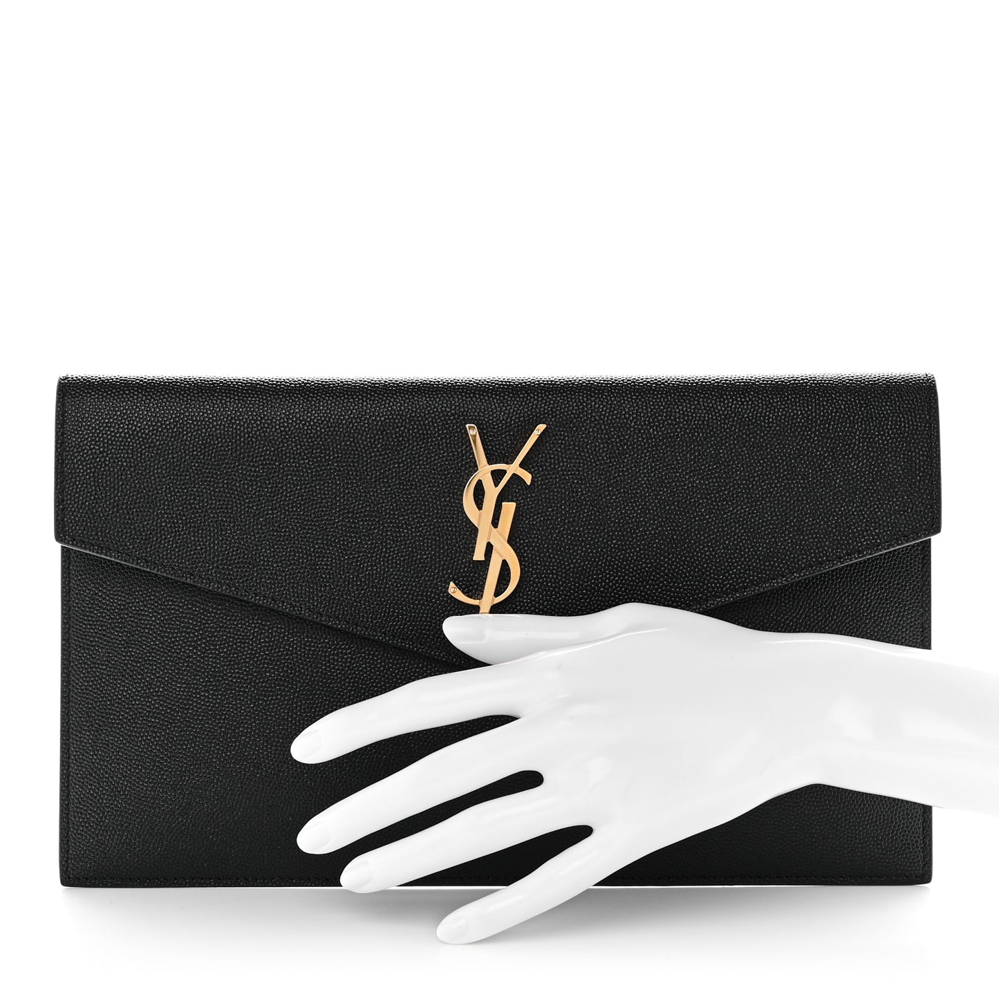 SAINT LAURENT Grain De Poudre Uptown Pouch Black