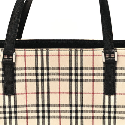 Burberry Canvas House Check Small Tote Black 7 of 12