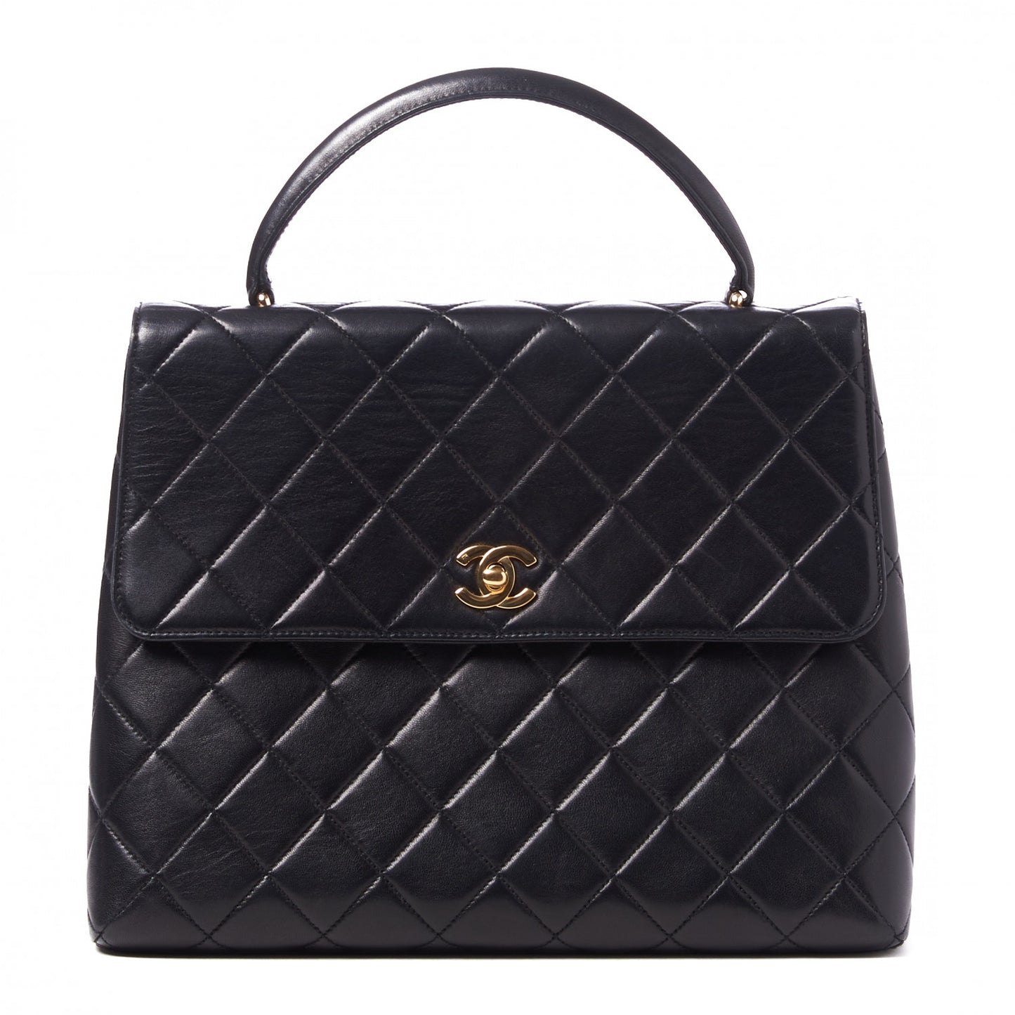Lambskin Quilted Jumbo Kelly Flap Bag Black