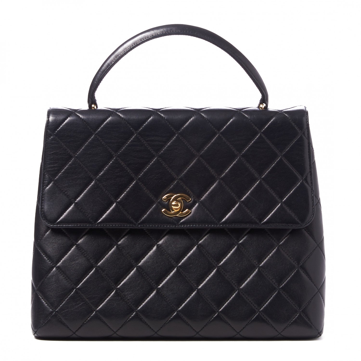Chanel Lambskin Quilted Jumbo Kelly Flap Bag Black 1 of 9