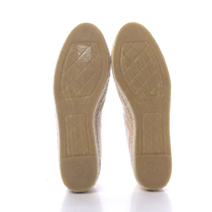 Chanel Lambskin CC Espadrilles 38 Beige Black 5 of 9