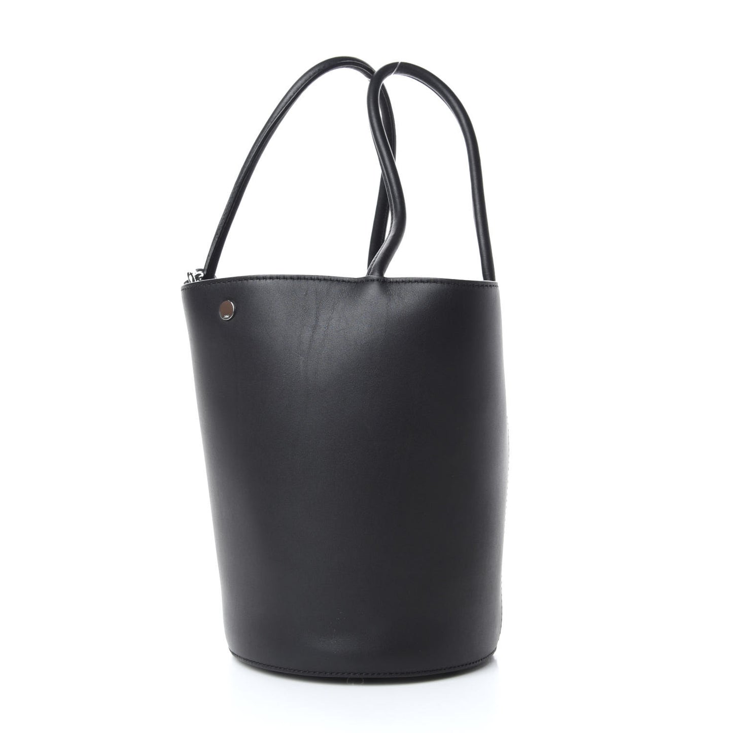 Calfskin Roxy Large Chain Bucket Black Silver Hardware