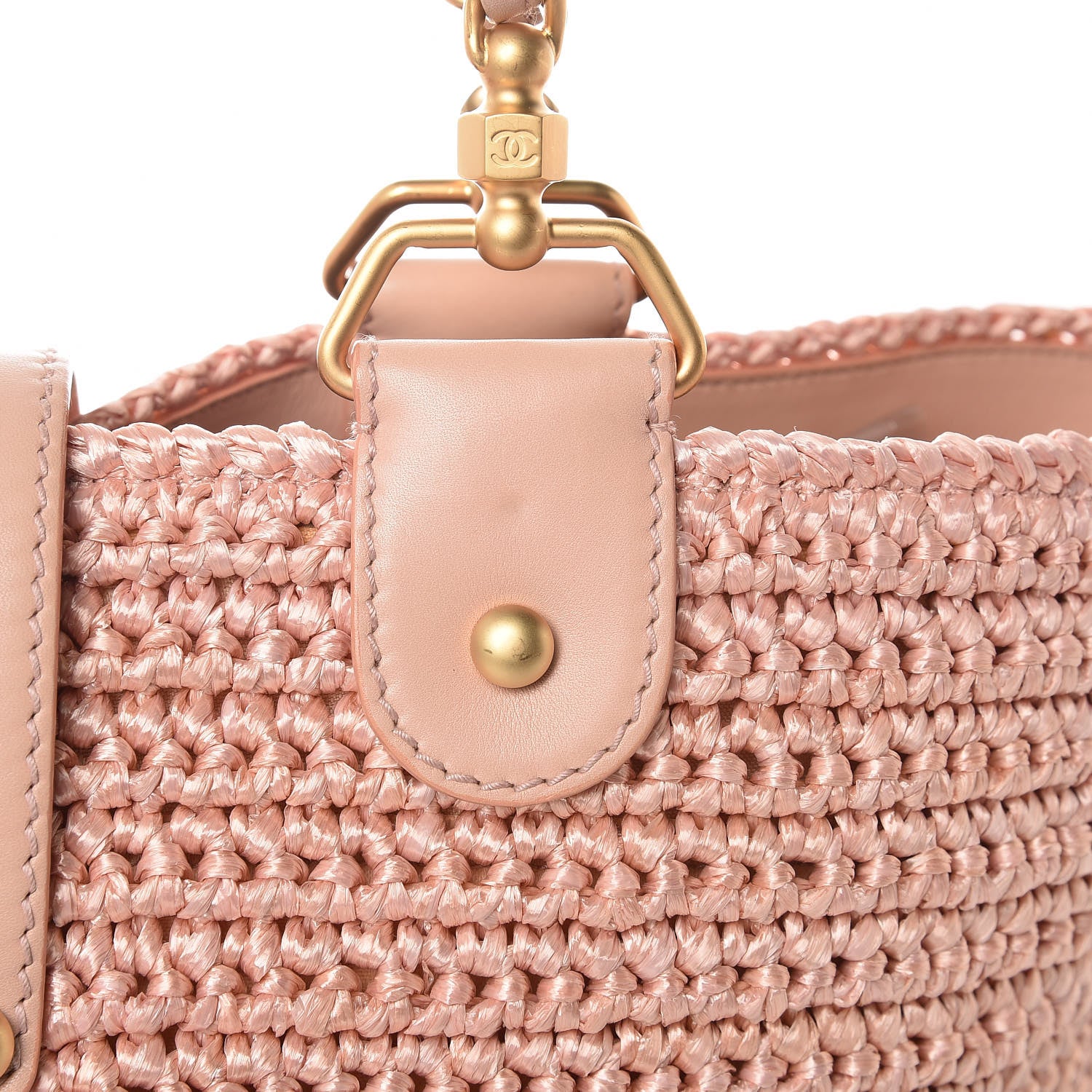 Chanel Straw Raffia Tote Pink 11 of 13