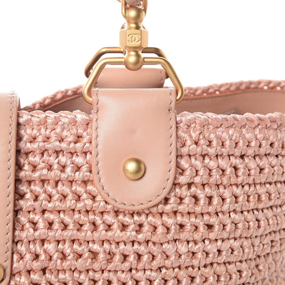 Chanel Straw Raffia Tote Pink 11 of 13