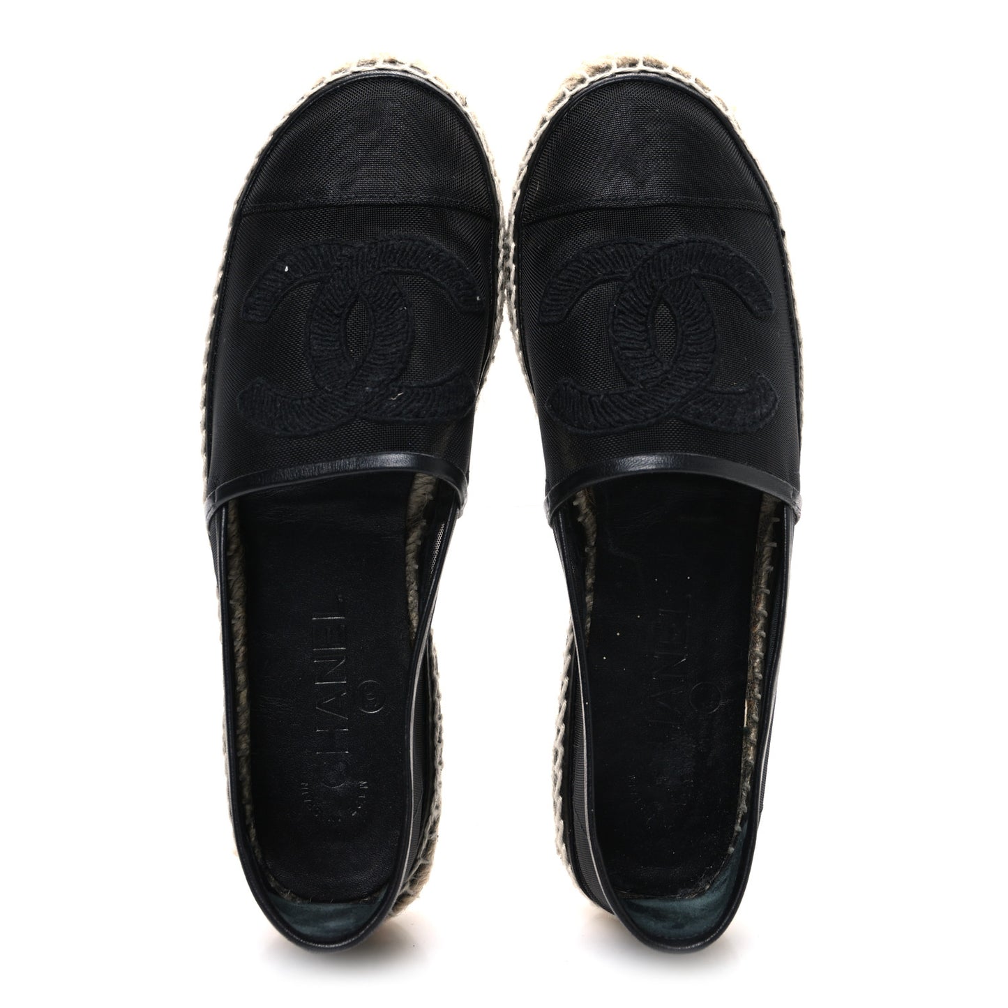 Mesh Grosgrain CC Espadrilles 38 Black