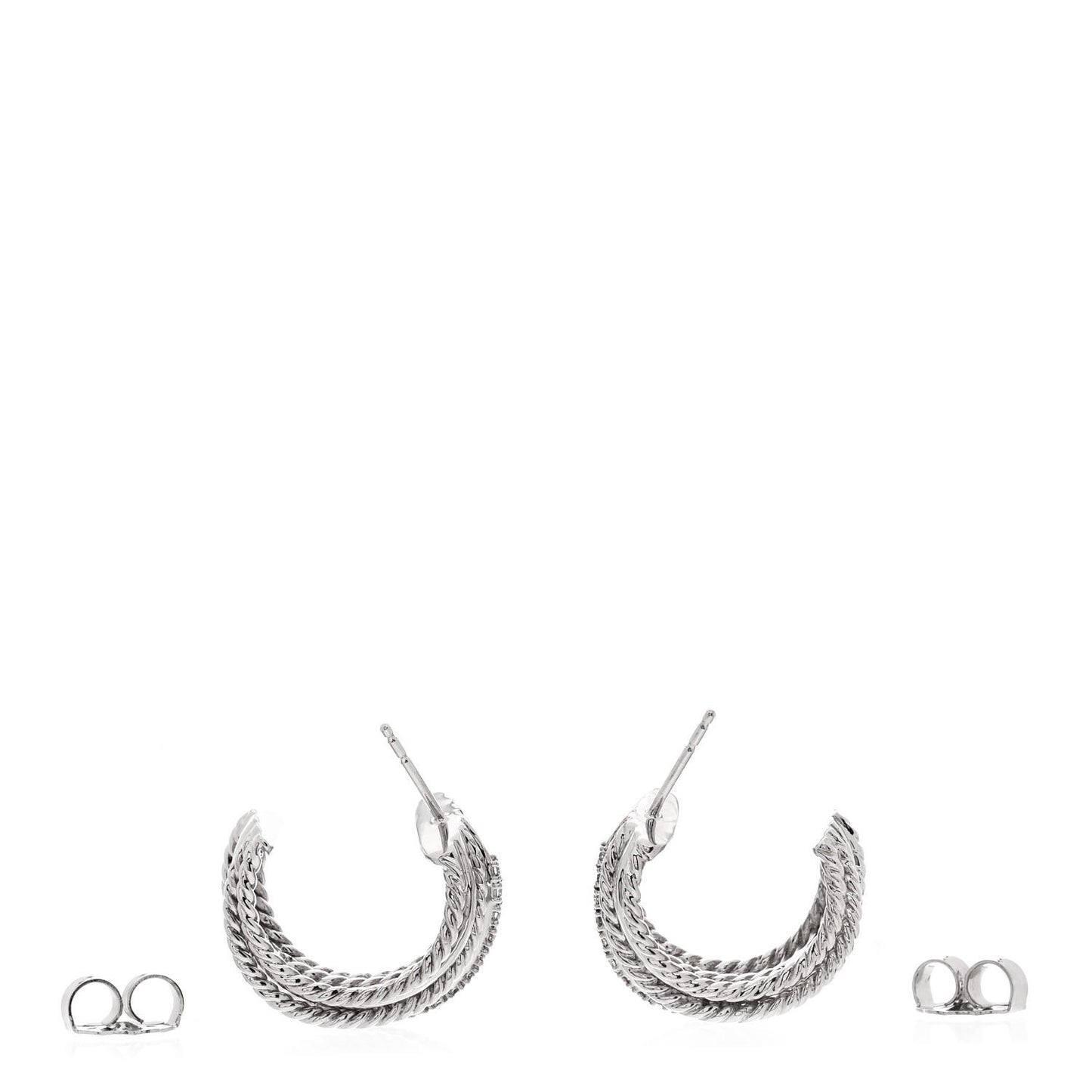 Sterling Silver Diamond 11mm Crossover Cable Hoop Earrings