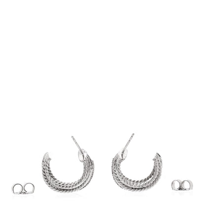 David Yurman Sterling Silver Diamond 11mm Crossover Cable Hoop Earrings 3 of 4