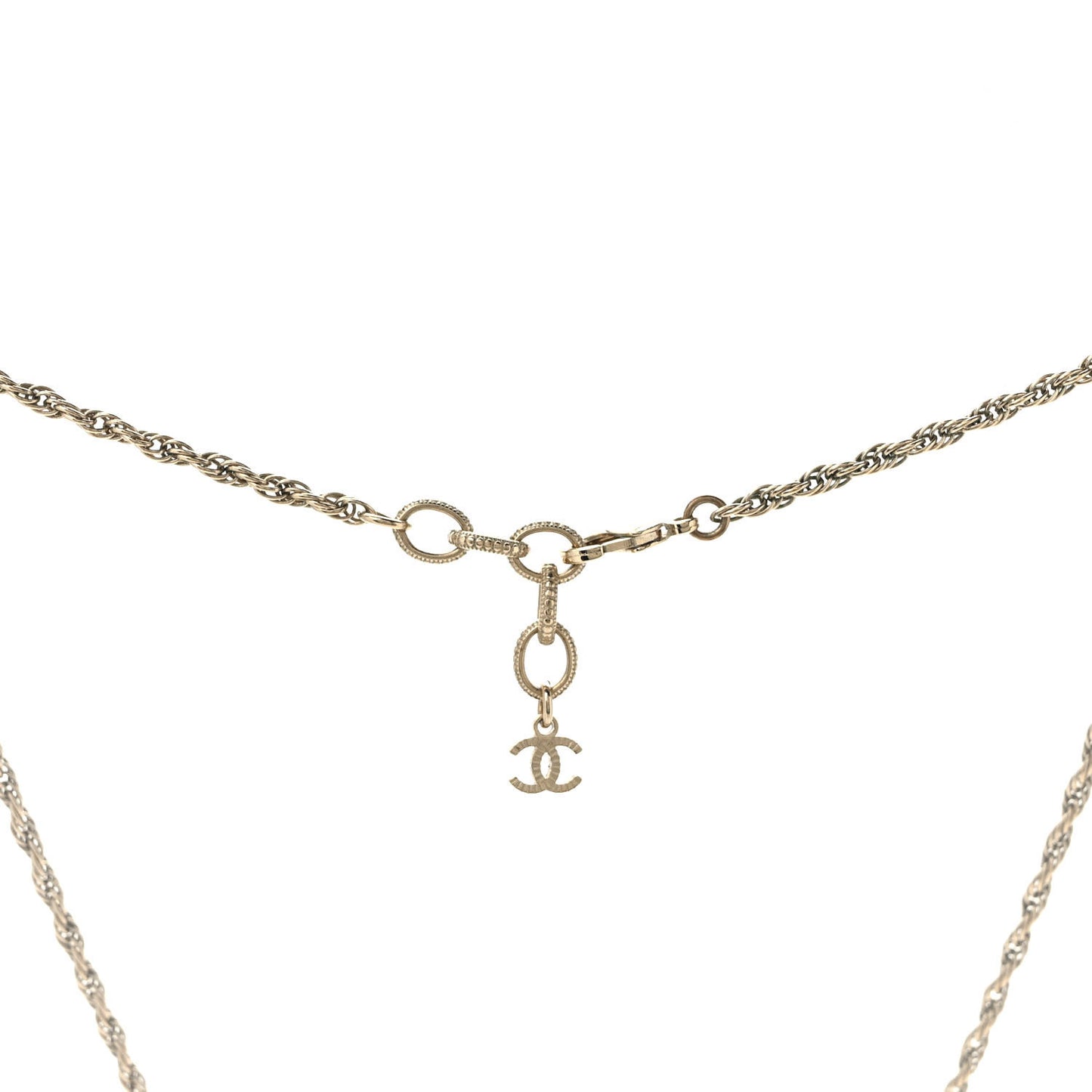 Pearl CC Round Pendant Necklace Gold