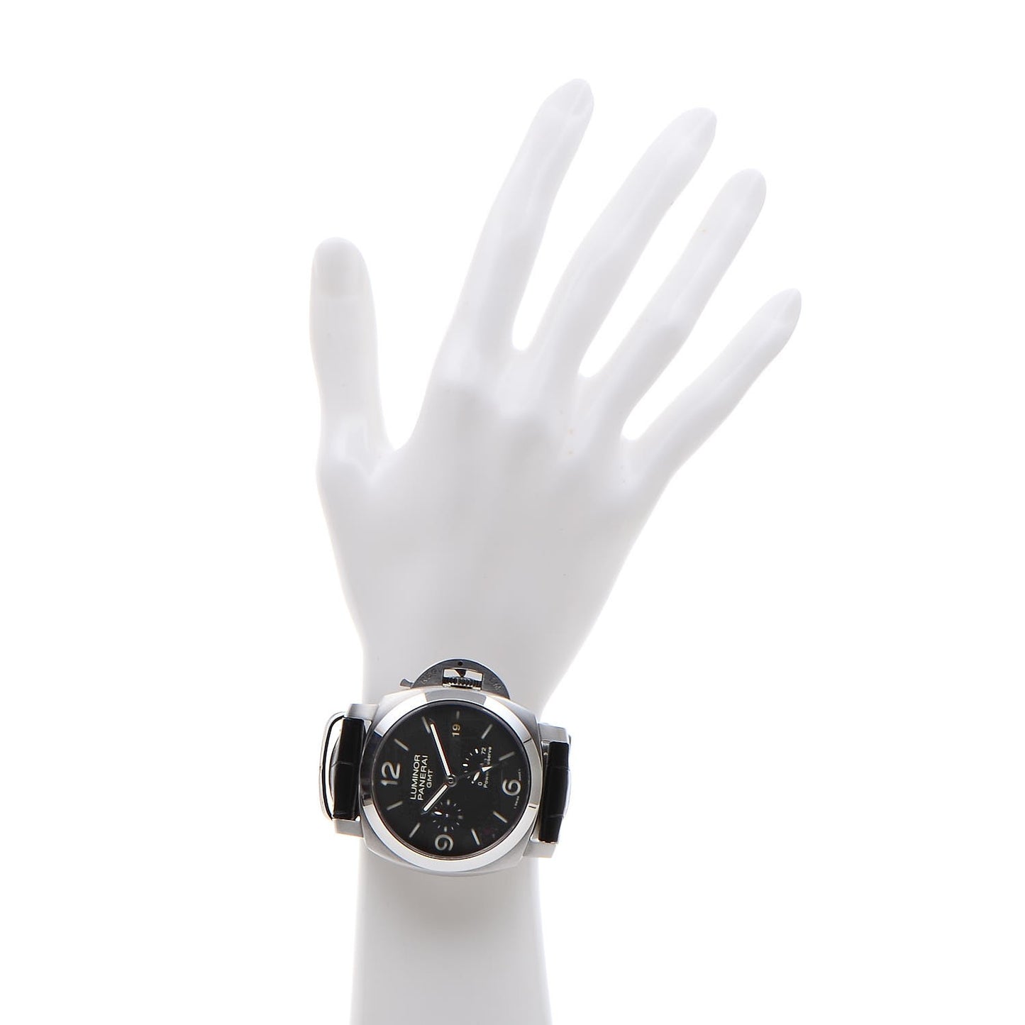 Stainless Steel Alligator 44mm 1950 3 Days GMT Power Reserve Automatic Watch Black PAM00321