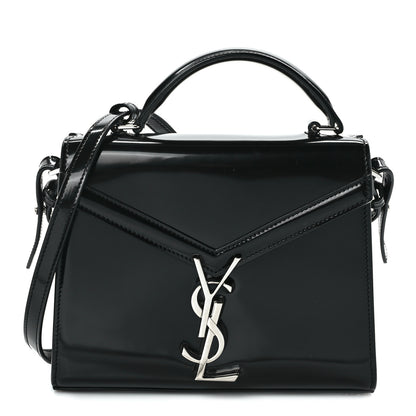 Saint Laurent Glazed Calfskin Mini Classic Monogram Cassandra Top Handle Black 1 of 14