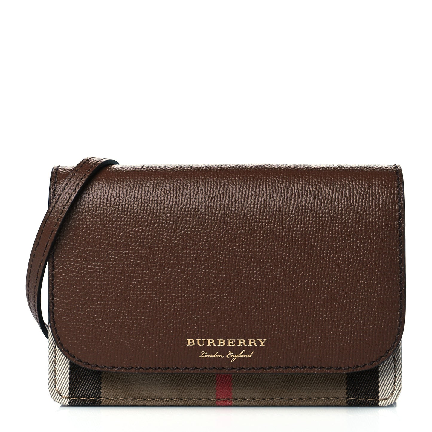 Grained Calfskin House Check Tartan Mix Hampshire Wallet On Chain Tan