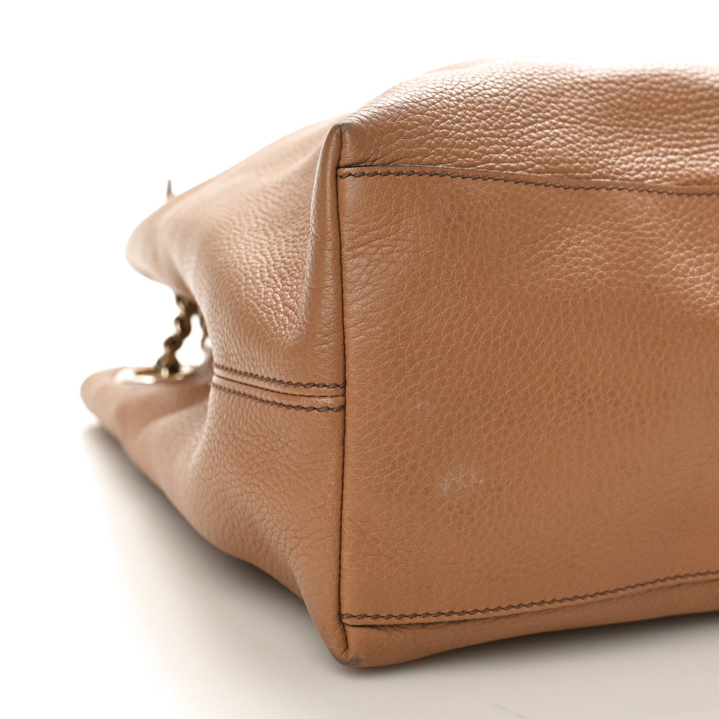 Pebbled Calfskin Medium Soho Chain Shoulder Bag Camelia