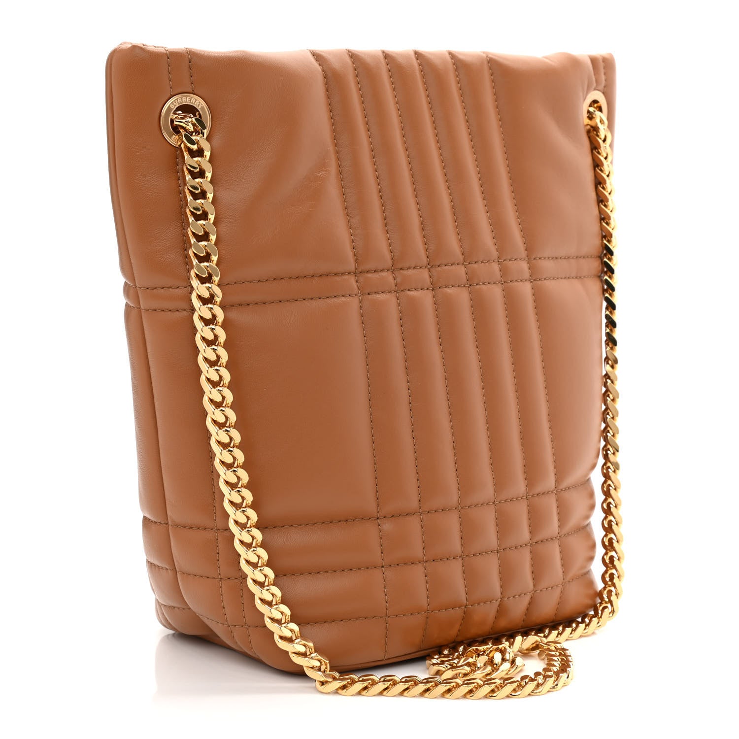 Burberry Lambskin Quilted Small Lola Bucket Bag Maple Brown 3 of 10