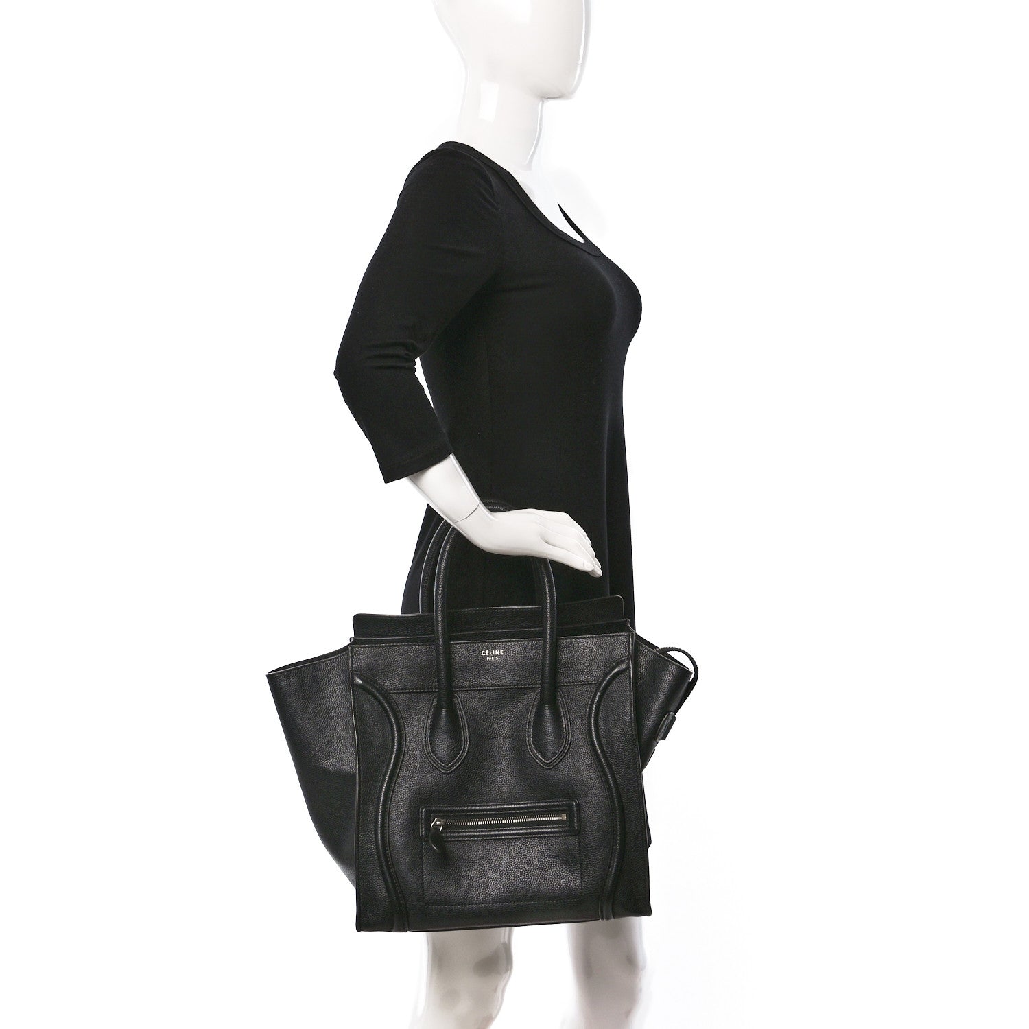 Celine Drummed Calfskin Mini Luggage Black 2 of 11