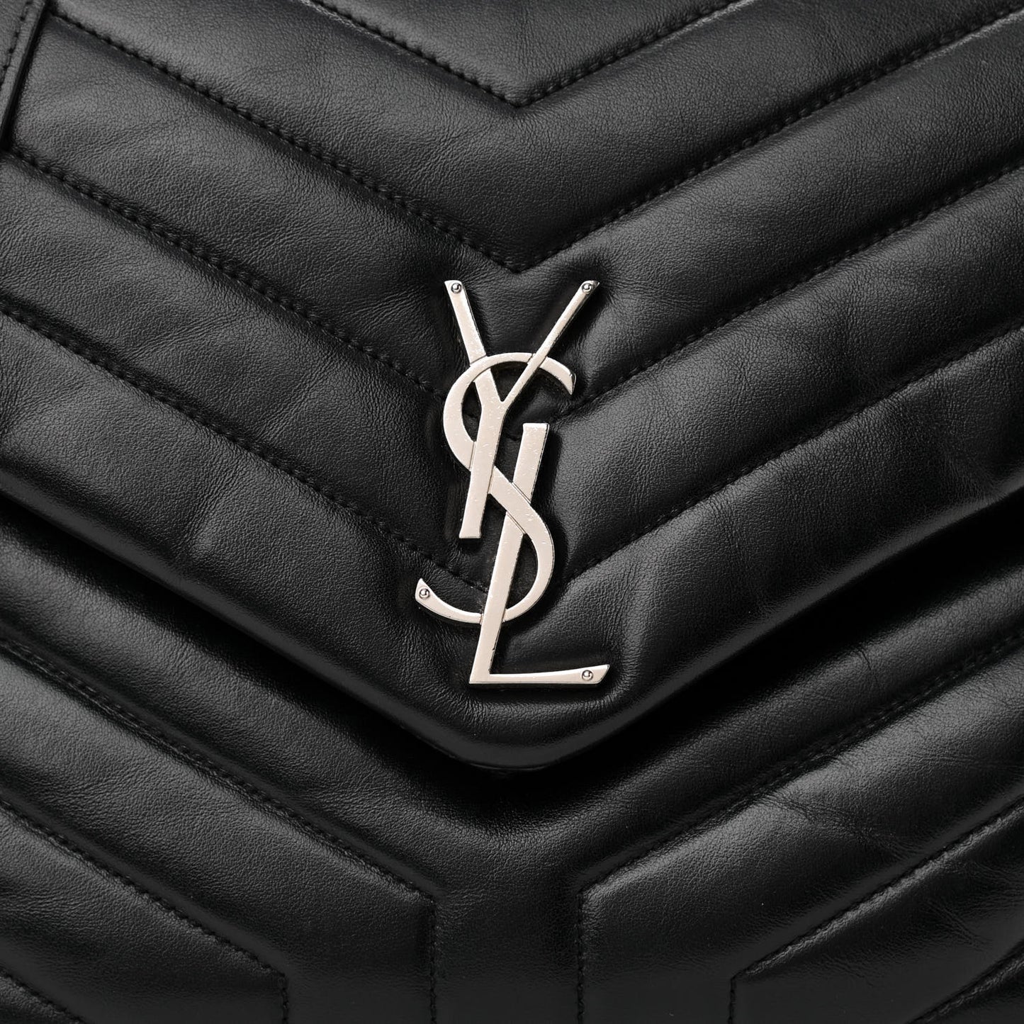 Calfskin Y Quilted Monogram Medium Loulou Chain Satchel Black