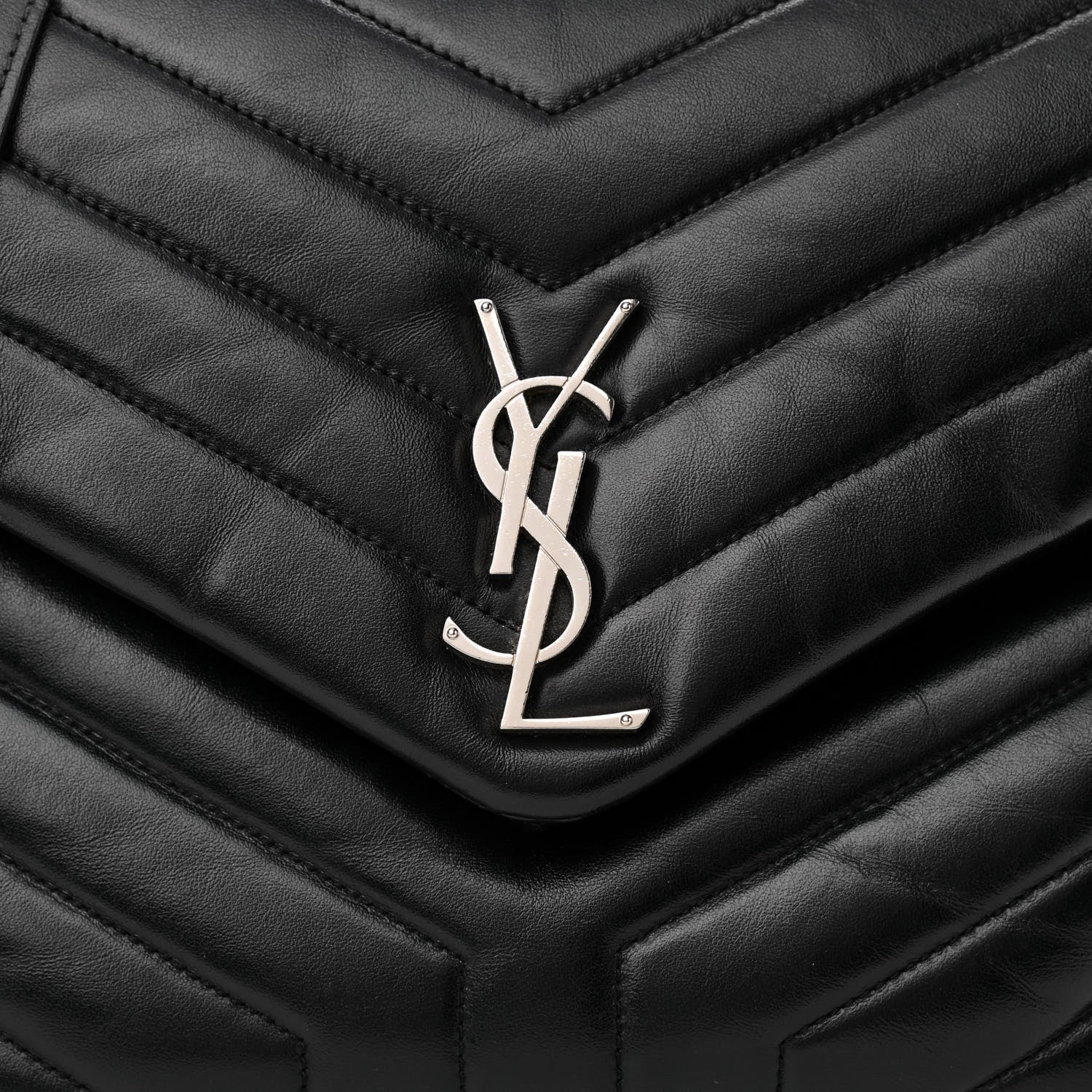 Saint Laurent Calfskin Y Quilted Monogram Medium Loulou Chain Satchel Black 9 of 12