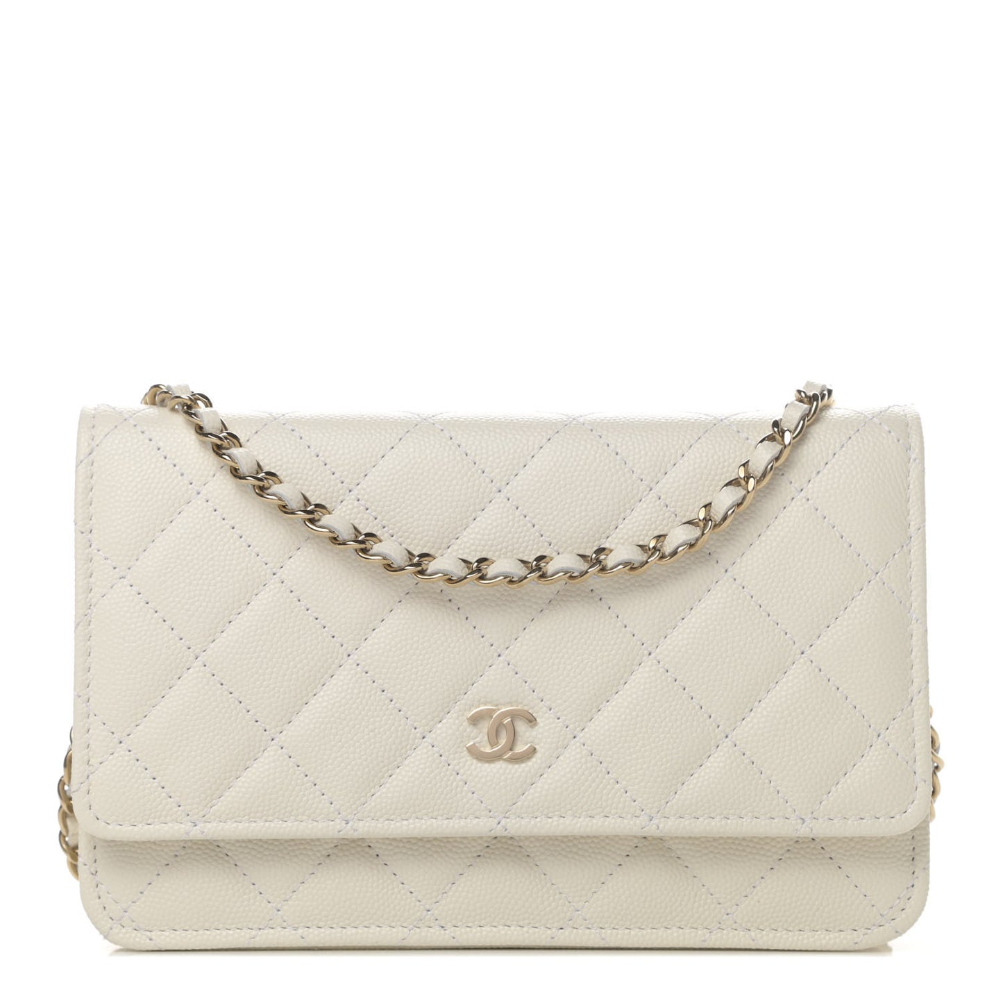 Caviar Quilted Wallet On Chain WOC White