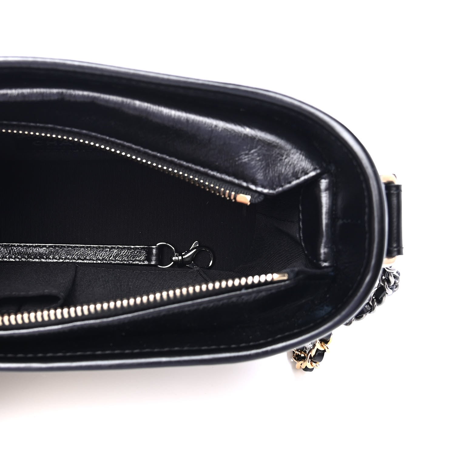 Chanel Metallic Crumpled Goatskin Quilted Small Gabrielle Hobo Black Gold 4 of 4
